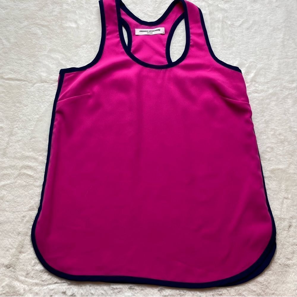 Amanda Uprichard NY Magenta Racer Back With Dark Blue Trim Size Small
